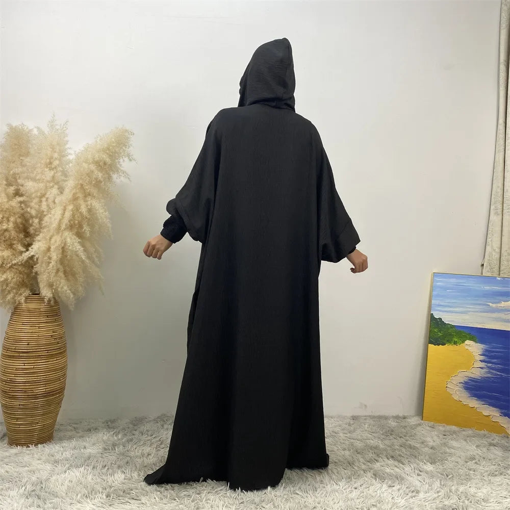Elegant Batwing Long Hooded Dress