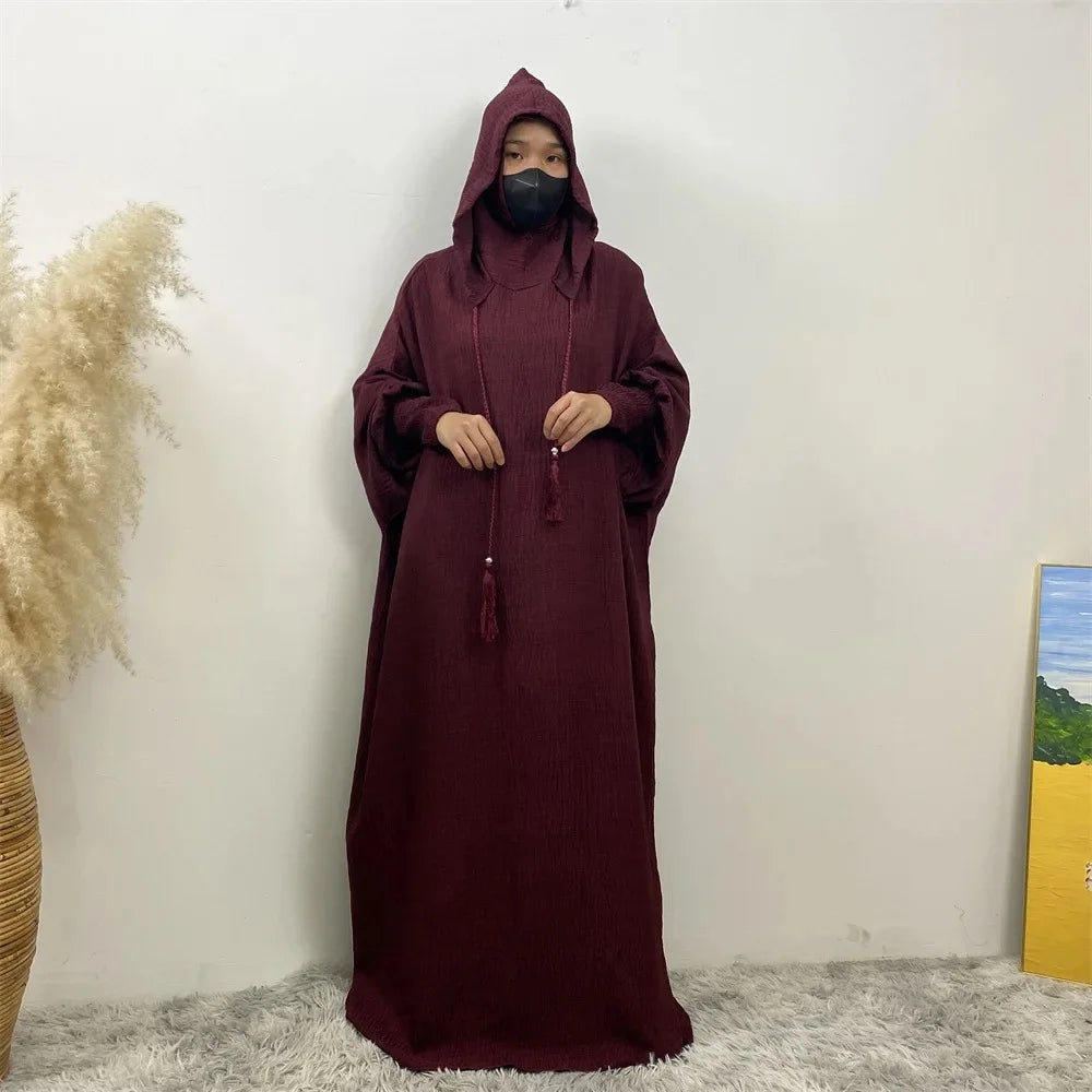 Elegant Batwing Long Hooded Dress