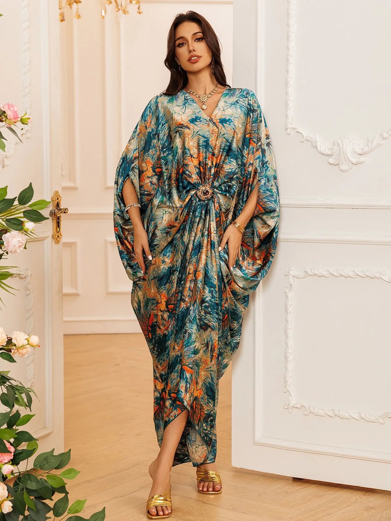 Elegant V Neck Jalabiya