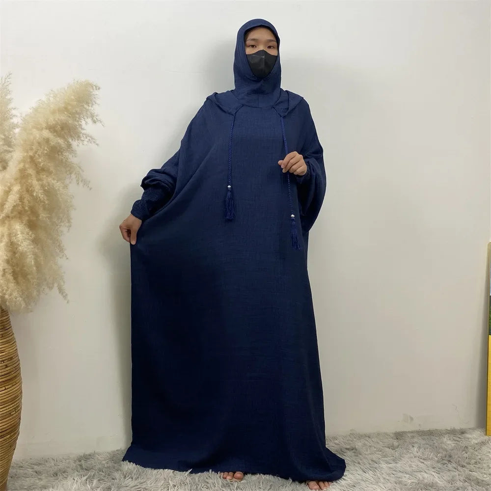 Elegant Batwing Long Hooded Dress