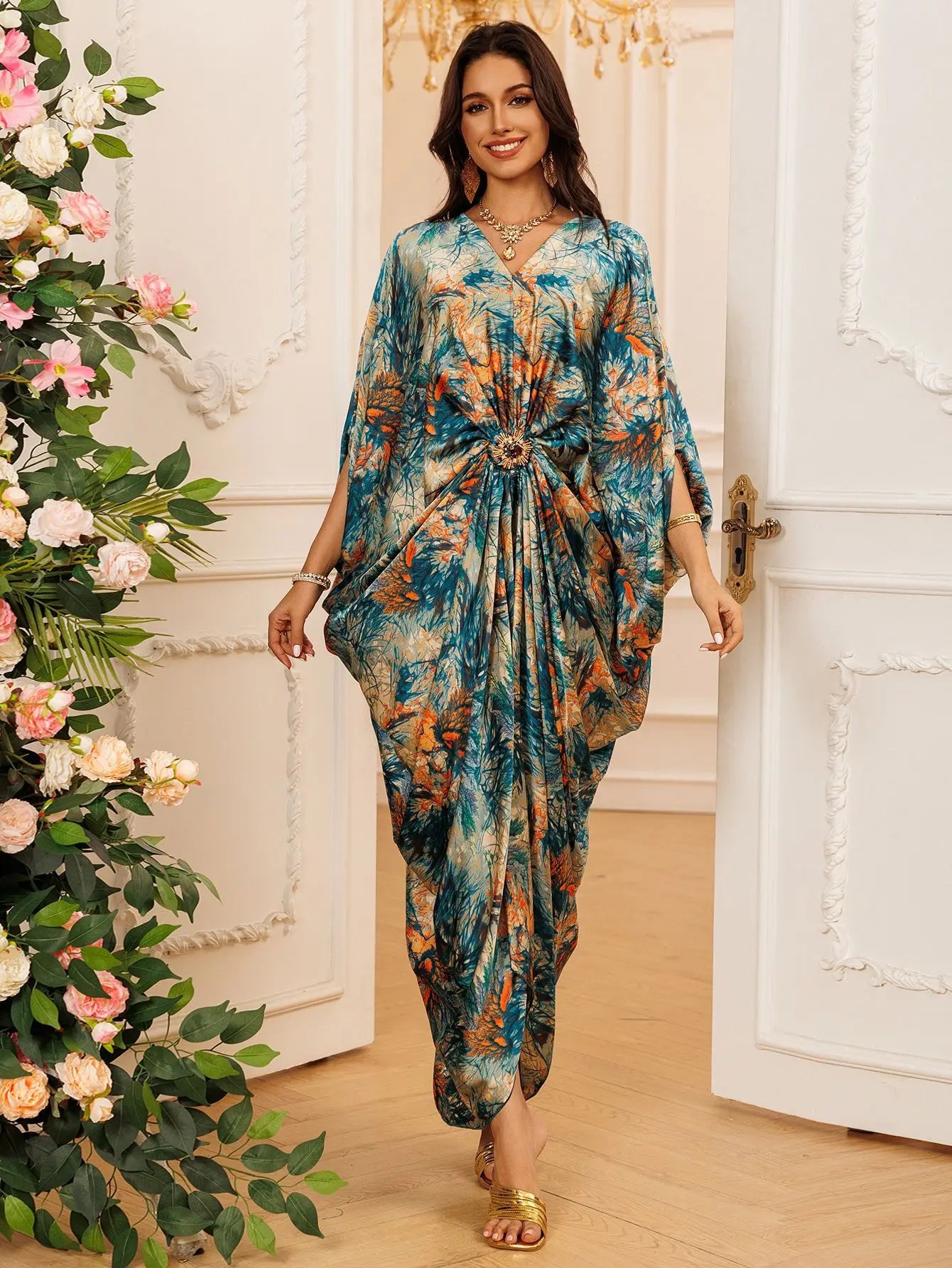 Elegant V Neck Jalabiya