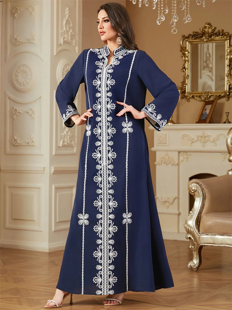 Midnight Elegance Embroidered Luxury Evening Dress