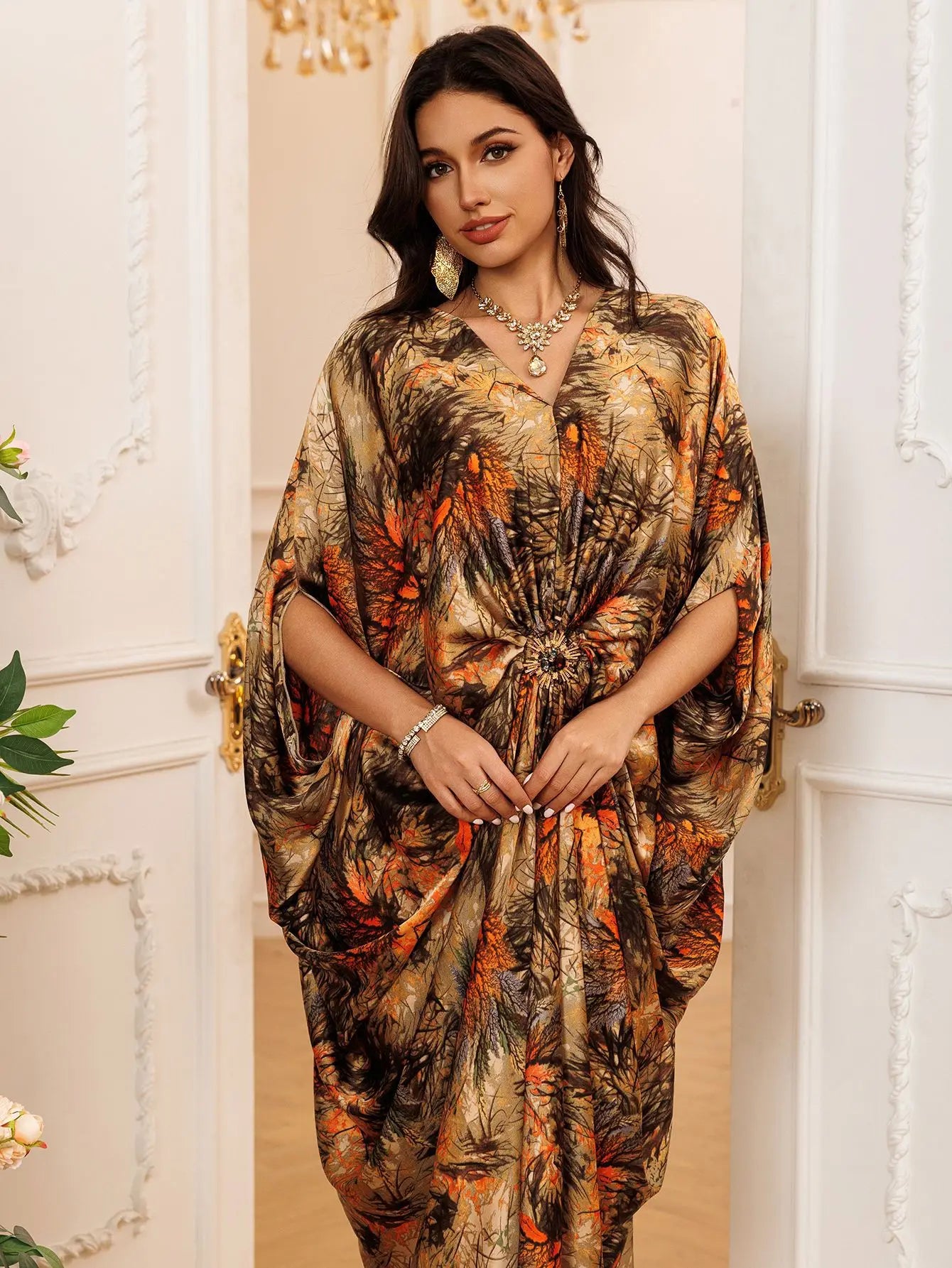 Elegant V Neck Jalabiya