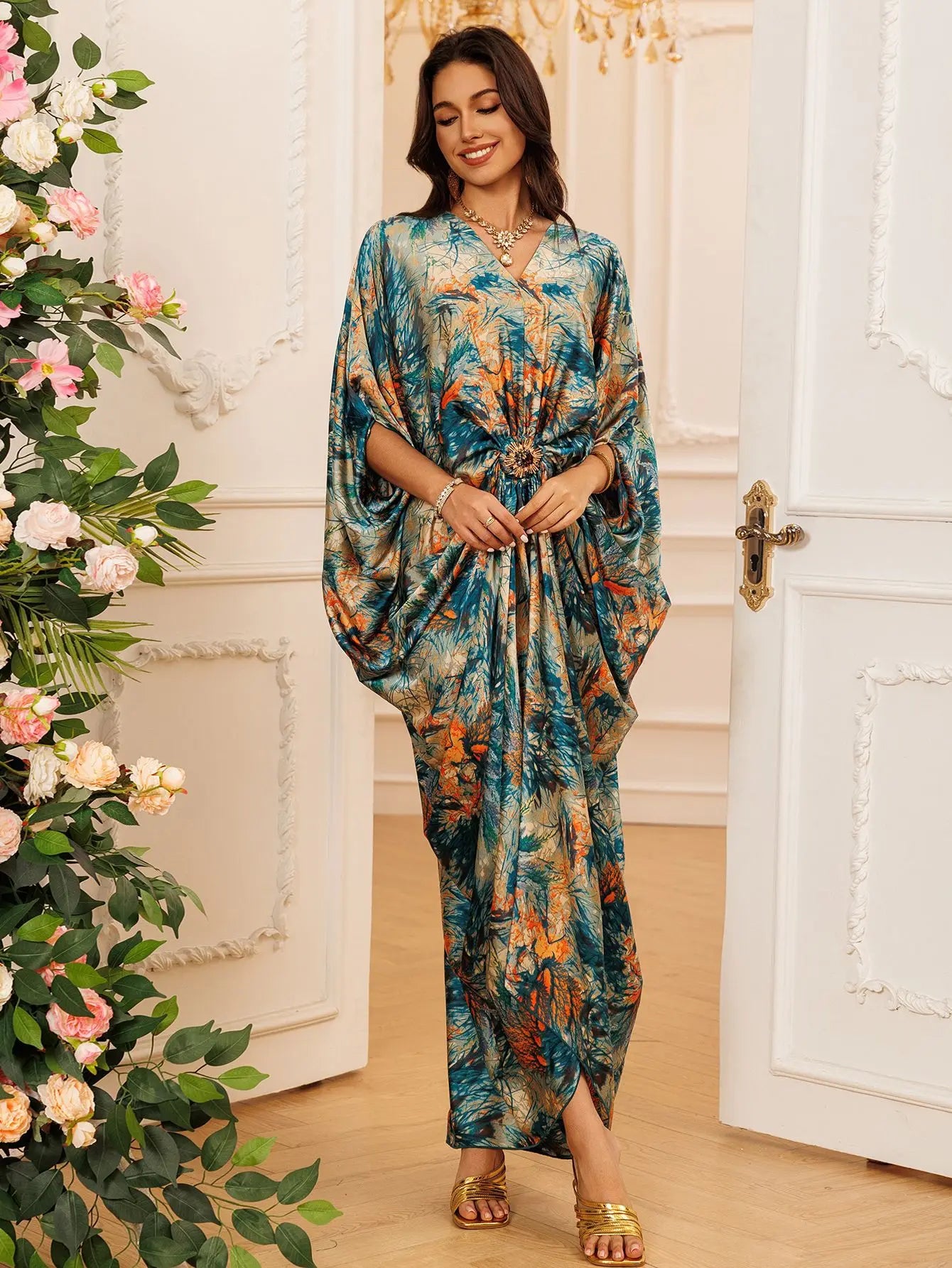 Elegant V Neck Jalabiya