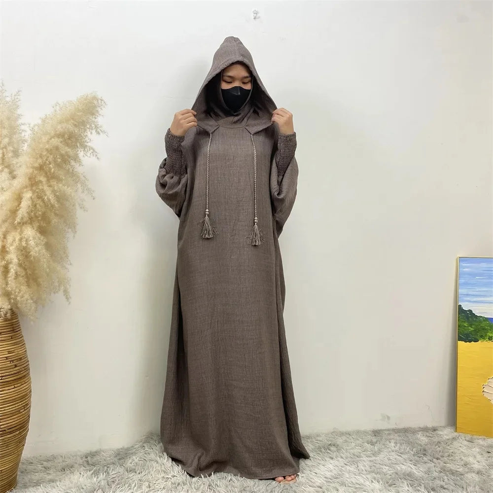 Elegant Batwing Long Hooded Dress