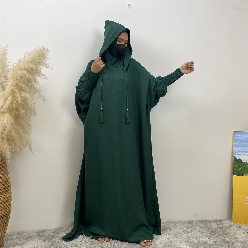 Elegant Batwing Long Hooded Dress
