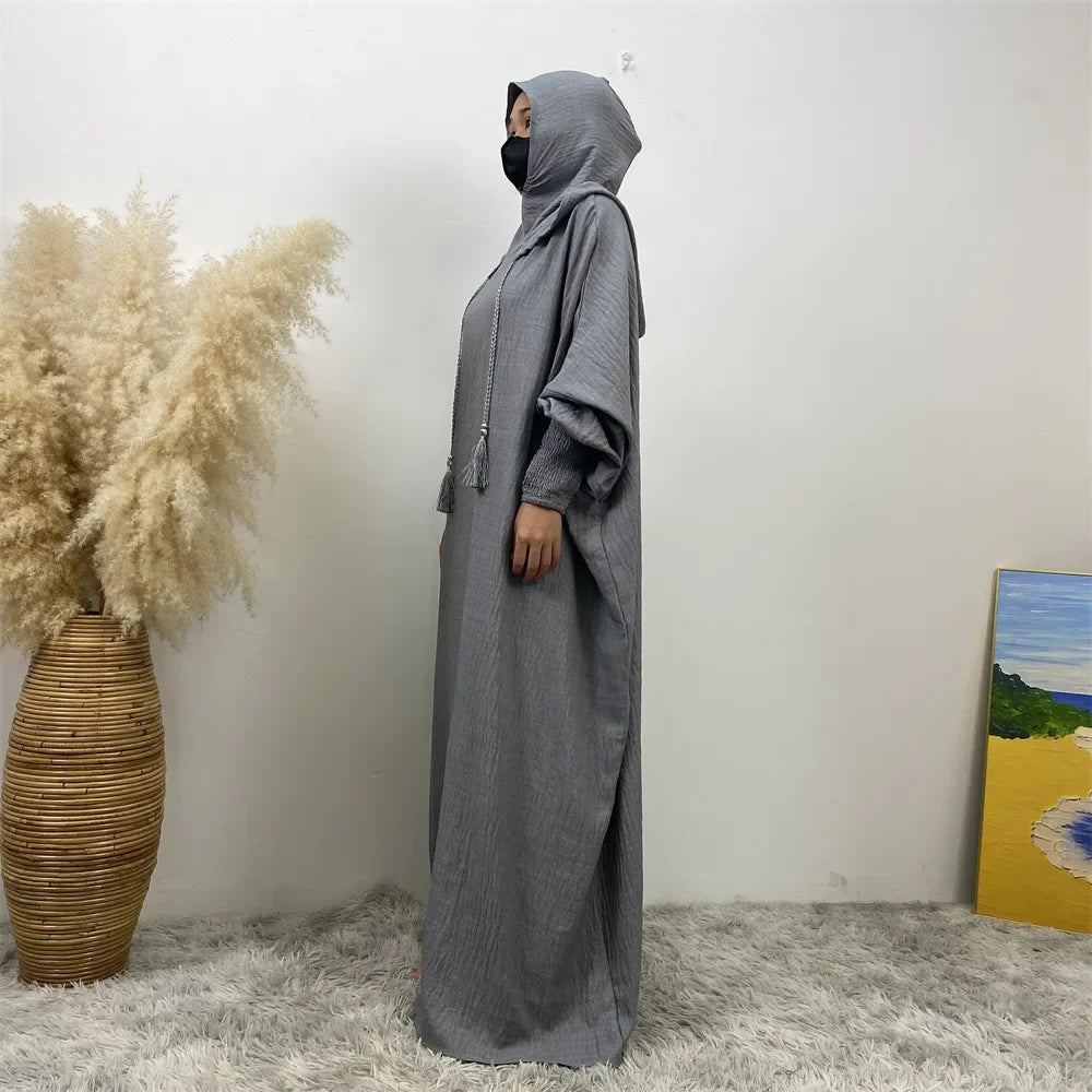 Elegant Batwing Long Hooded Dress