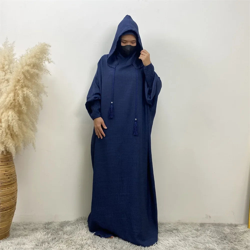 Elegant Batwing Long Hooded Dress