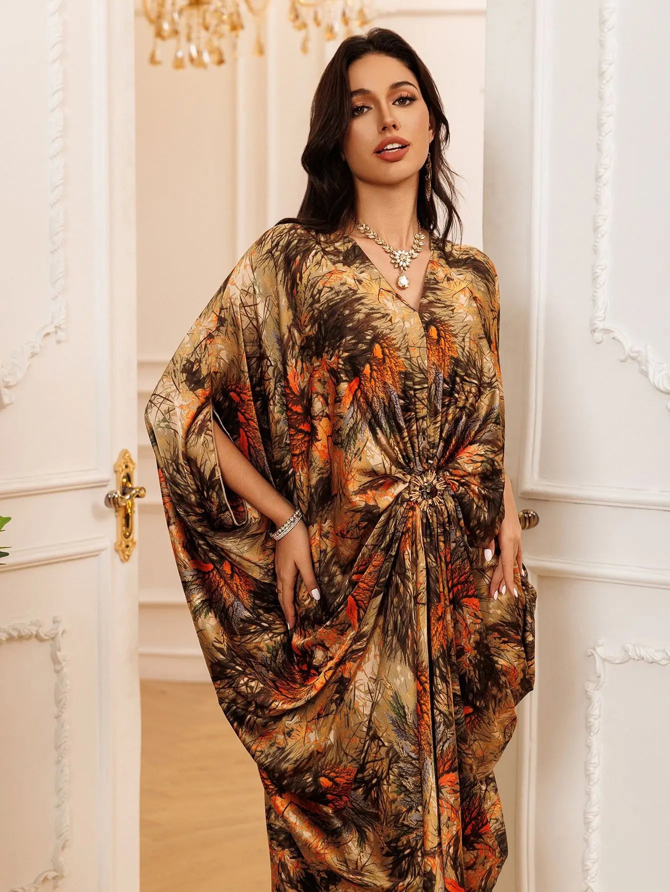 Elegant V Neck Jalabiya