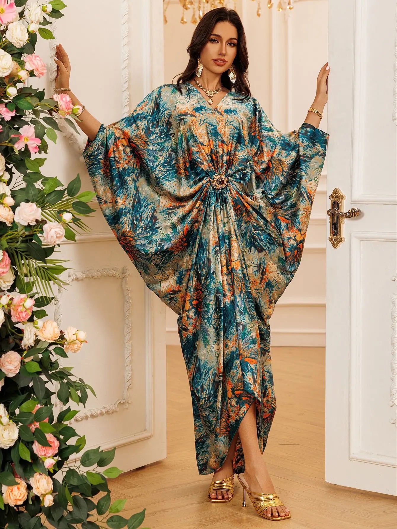 Elegant V Neck Jalabiya