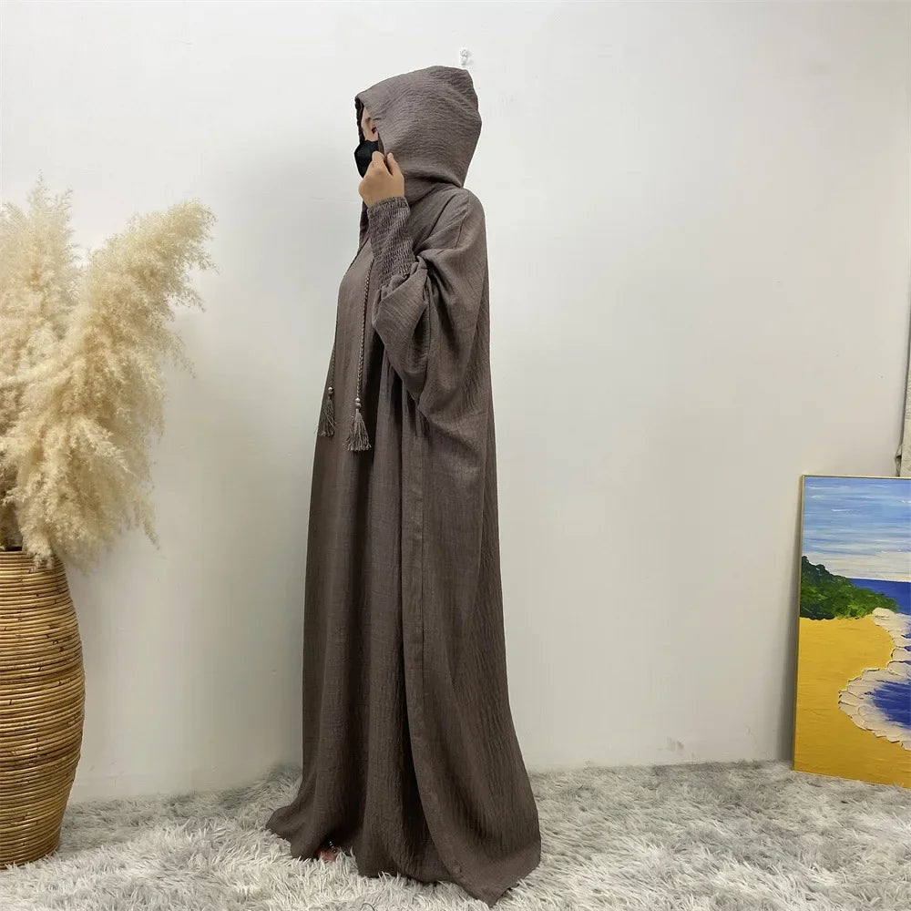 Elegant Batwing Long Hooded Dress