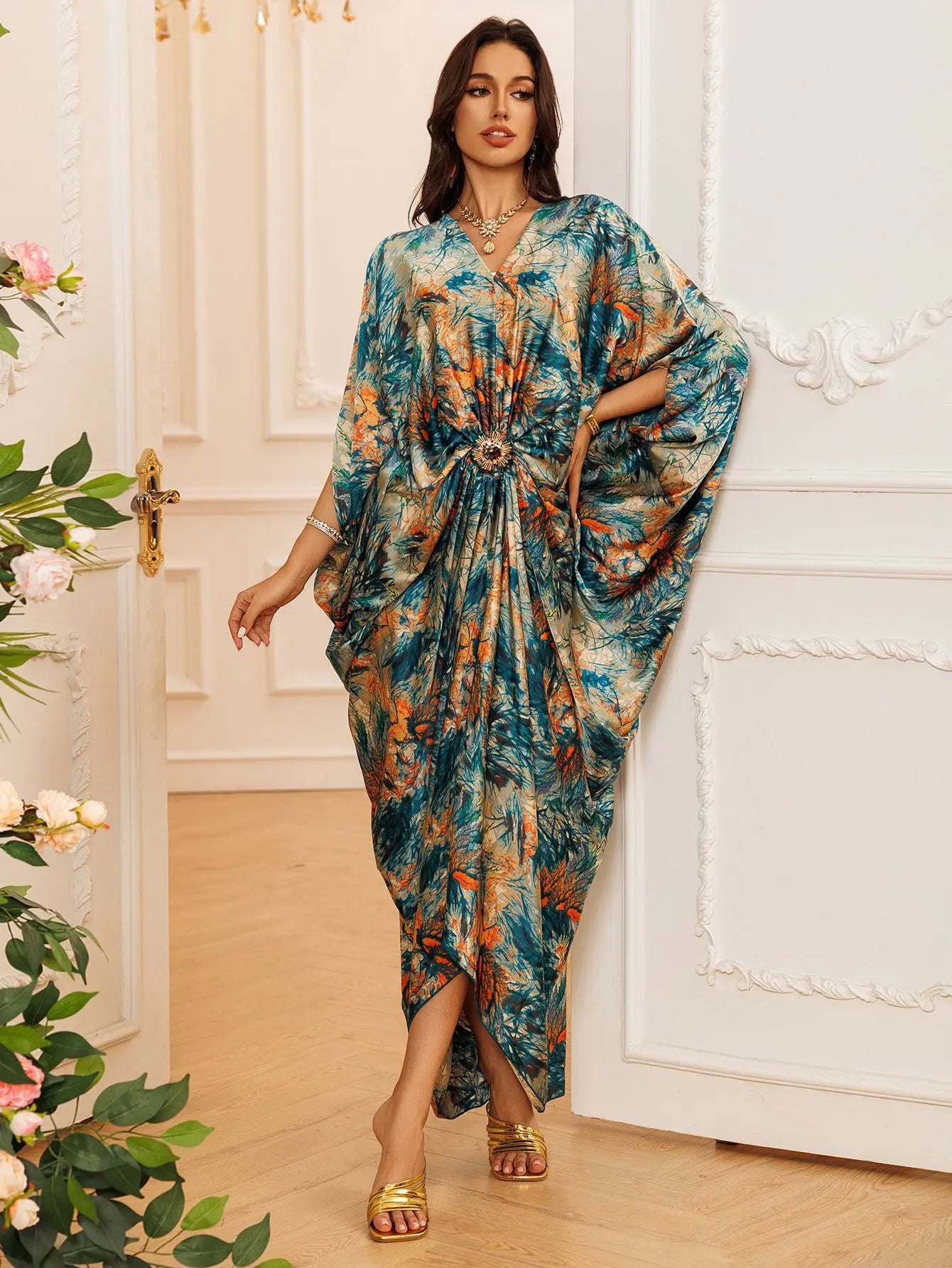 Elegant V Neck Jalabiya